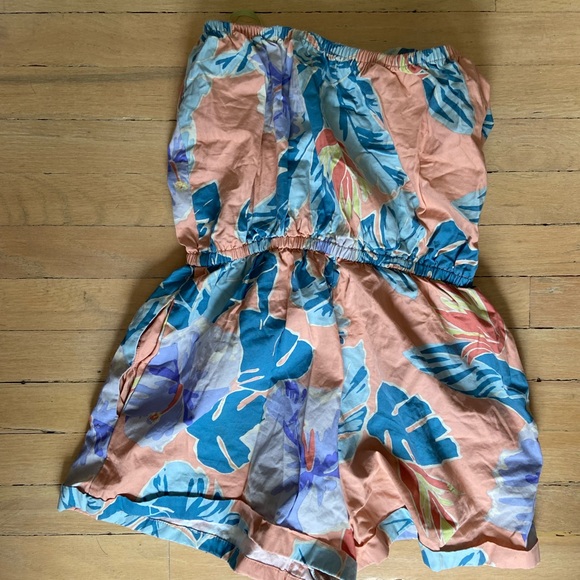 Urban Outfitters Romper Tropical Blue Strapless S - Picture 4 of 4